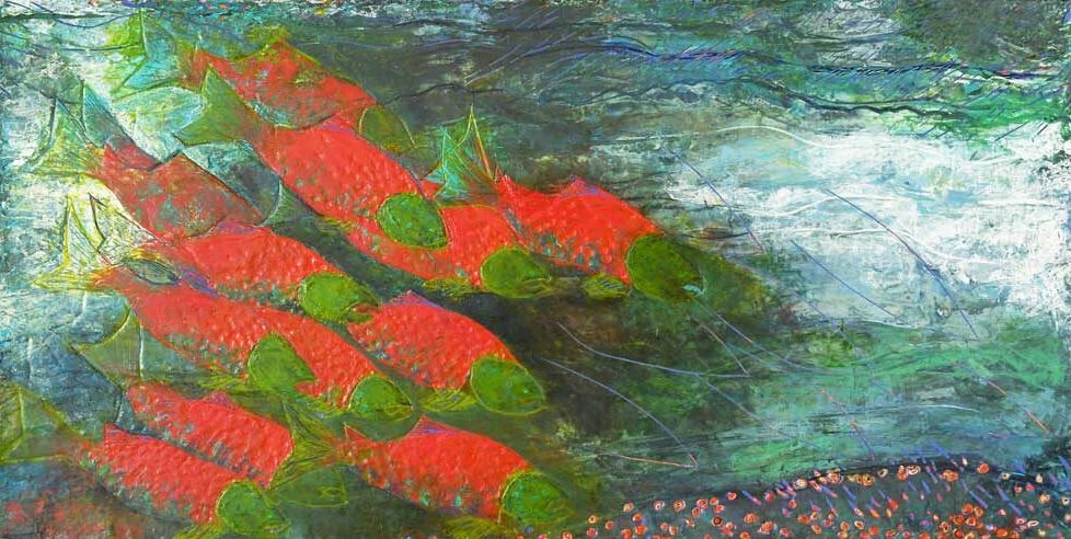 ANCESTRALITY-salmon-acrylic-painting-victoria-molloy-artist-okanagan